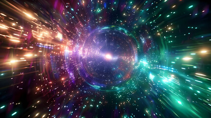 Obraz premium Abstract explosion illustration with glowing line particles