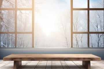 Wooden Bench in Front of Window