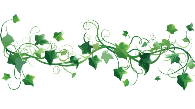 Green vine plant model Flat vector isolated on white