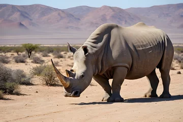 Zelfklevend Fotobehang white rhino and calf © Юлия Жигирь