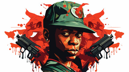 Hip hop man. Rap battle art. Cool rapper in baseball - obrazy, fototapety, plakaty