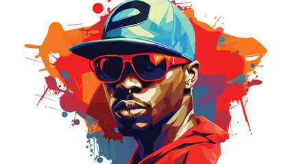 Hip hop man. Rap battle art. Cool rapper in baseball - obrazy, fototapety, plakaty