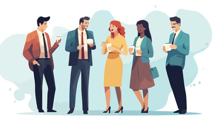 Illustration of cute working people having a conversa