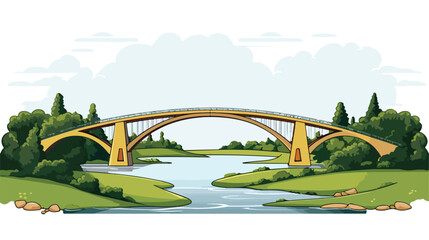 Illustration of twin cantilever bridges across - obrazy, fototapety, plakaty