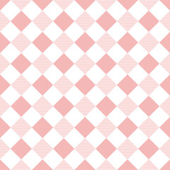 Gingham check seamless pattern , pink  square repeat background for textile, book cover, wrapping paper, tablecloths, vector Illustration.	 