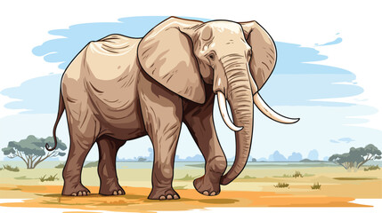 Illustration on an African elephant  vector hand dra