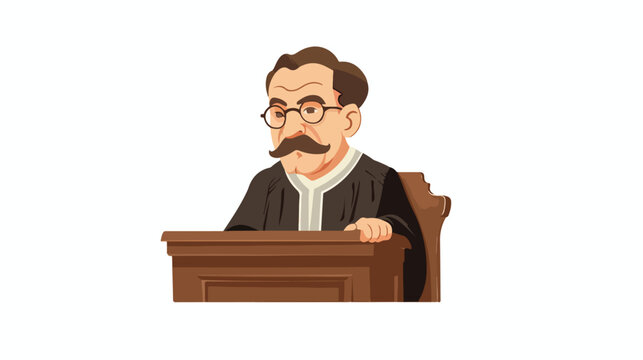 Judge theme elements Flat vector isolated on white ba