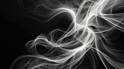 Fractal White Wave Abstraction: Mesmerizing Abstract Waves on Dark Background