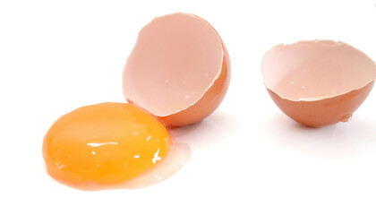 Red eggs on a white background - stock photo
