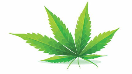 Marijuana leaf icon in flat style on a white background - obrazy, fototapety, plakaty
