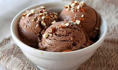Chocolate Ice Cream with Almond Fudge Goodness, Generative AI