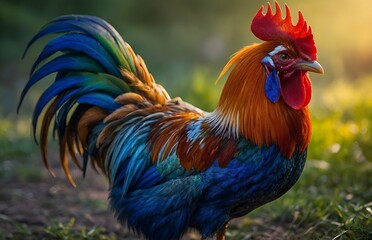 Fototapeta premium Beautiful rooster in the farm