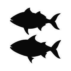 silhouette of a yellowtail fish on white 