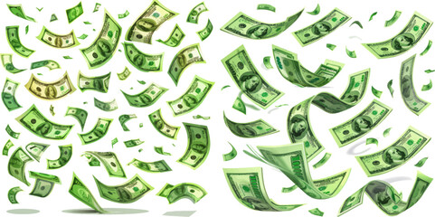 Naklejka premium American money float banknotes, banking finance investment or jackpot win