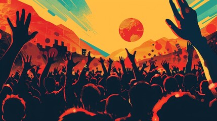 A music festival social event Bands, beats, and an ecstatic crowd under the open sky