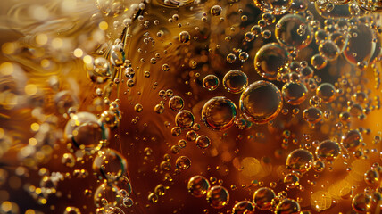 Golden abstract liquid with bubbling texture detail.