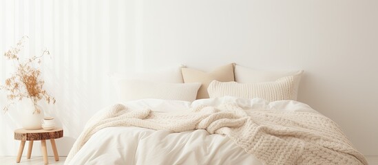 A cozy room features a well-made bed with a soft blanket and fluffy pillows for a comfortable sleep