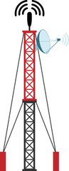 Radio and Dish Satellite on antenna tower