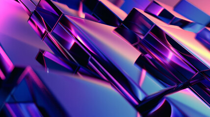 A close-up of dazzling geometric shapes reflecting iridescent colors. - obrazy, fototapety, plakaty