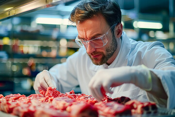 Scientists are researching on cultured meat in a laboratory