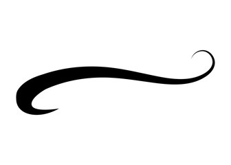 Swoosh typography text tail shape. Calligraphic decoration swish symbol. Retro underline, black stroke or ornament design vector illustration - obrazy, fototapety, plakaty