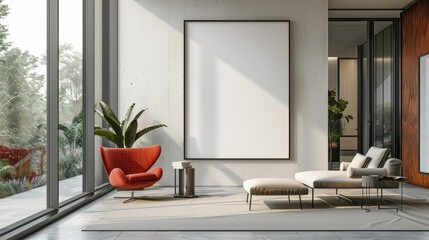 Frame mockup in modern interior, poster mockup