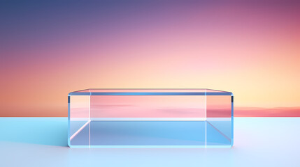 Mockup glass empty podium for product display