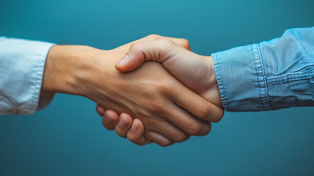 Business people and Teamwork Deal Cooperation Partnership business people shaking hands isolated on blue color background , clipping path, business concept 