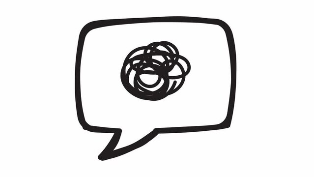confused, angry, and overthinking mind symbol animation with bubble chat grunge sketch style - Powered by Adobe