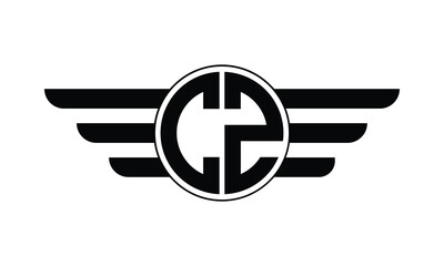 CZ initial letter circle wings icon gaming logo design vector template. batman logo, sports logo, monogram, polygon, war game, symbol, playing logo, abstract, fighting, typography, minimal, wings logo - obrazy, fototapety, plakaty