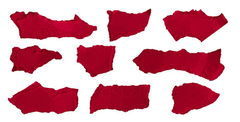 red pieces of paper on white isolated background