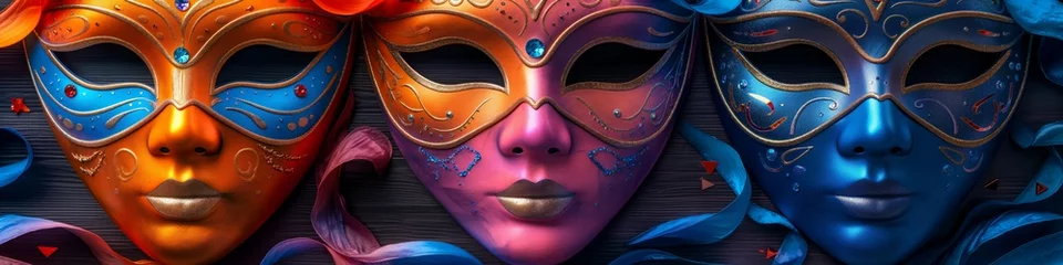Foto op Canvas background with lights and carnival mask © natalikp
