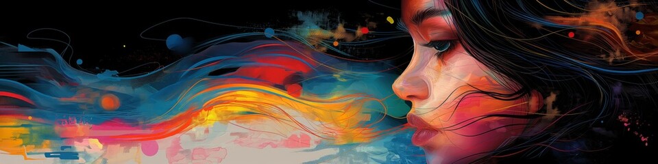 girl on the abstract background