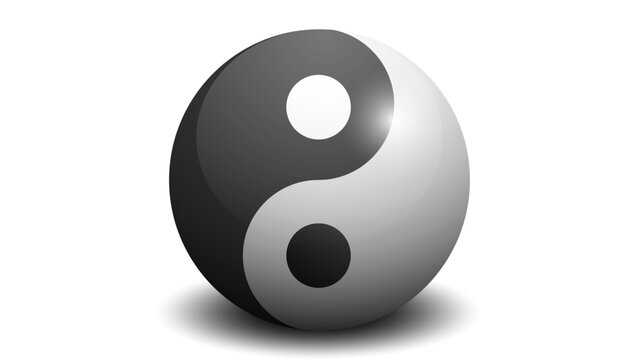 The Yin Yang sphere. China philosophy logo symbol.  Yin Yang button isolated on white background.