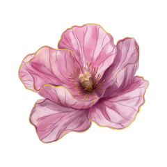 Vector purple flower with golden elements. Luxury botanical elements for prints, wedding, decor