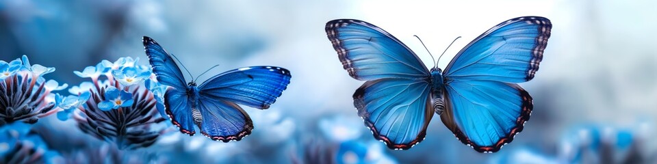 Pair of exquisite blue butterflies