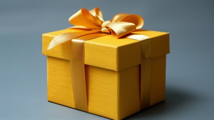 Bright Yellow Gift Box With Bow