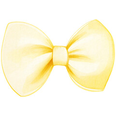 yellow bow png, watercolor yellow bow isolated on transparent background