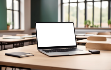 Laptop Mockup with a blank transparent screen, Ideal for educational school and university website, Transparent Background