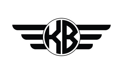 KB initial letter circle wings icon gaming logo design vector template. batman logo, sports logo, monogram, polygon, war game, symbol, playing logo, abstract, fighting, typography, minimal, wings logo