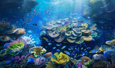 Obraz na płótnie Canvas The underwater coral reef is a vibrant marine biology masterpiece