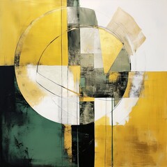 Abstract painting. Olive gold Color graphics and collage. Painting in the interior. A modern poster