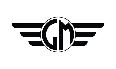LM initial letter circle wings icon gaming logo design vector template. batman logo, sports logo, monogram, polygon, war game, symbol, playing logo, abstract, fighting, typography, minimal, wings logo