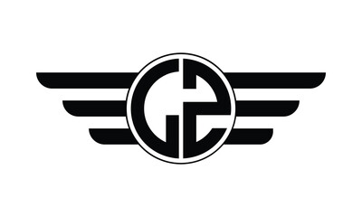 LZ initial letter circle wings icon gaming logo design vector template. batman logo, sports logo, monogram, polygon, war game, symbol, playing logo, abstract, fighting, typography, minimal, wings logo - obrazy, fototapety, plakaty