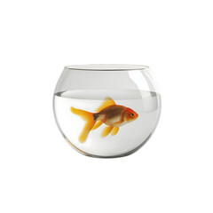 Goldfish in Fish Bowl isolated on transparent background Generative Ai
