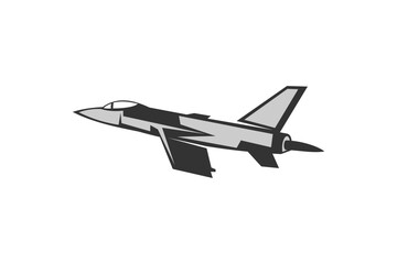 Fototapeta na wymiar American cold war fighter plane vector illustration. simple aircraft logo, military equipment. 