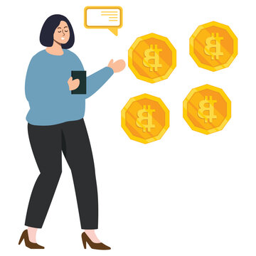 Discussion on cryptocurrency illustration vector icon 
