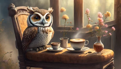 Fotobehang owl in a cup © Frantisek