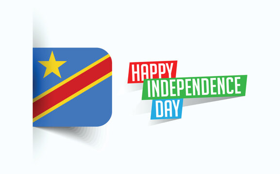 Happy Independence Day of Democratic Republic of the Congo Vector illustration, national day poster, greeting template design, EPS Source File - Powered by Adobe