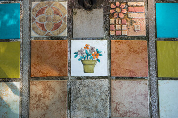 Ceramic tile with a flower